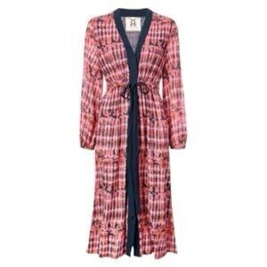 Figue Florence Tie Dye Pink Kimono Cotton Blend Long Sleeve Midi Dress